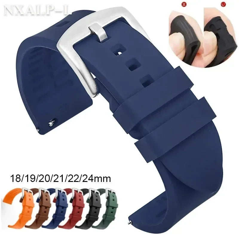 Silicone Watch Strap 18mm 19mm 20mm 21mm 22mm 24mm Waterproof Sport Band for Men for Rolex for Seiko Watch Replacement Strap