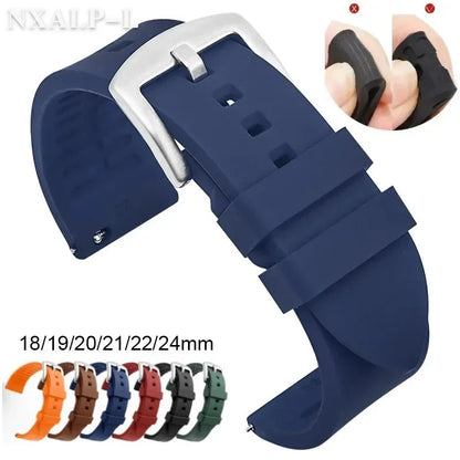 Silicone Watch Strap 18mm 19mm 20mm 21mm 22mm 24mm Waterproof Sport Band for Men for Rolex for Seiko Watch Replacement Strap