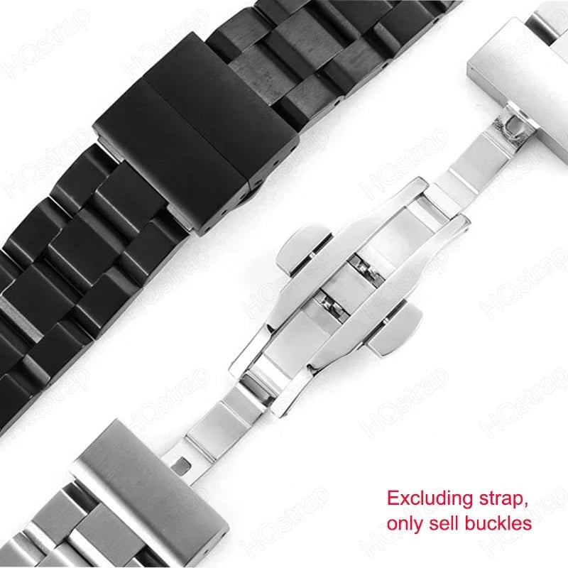 Butterfly clasp for watch straps, stainless steel buckle, double snap, watch accessories, 16mm, 18mm, 20mm, 22mm