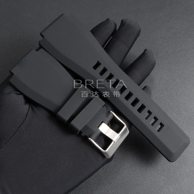22mm 24mm Silicone Watch Strap for Bell Ross BR01 BR03 Convex Rubber Watch Band Replacement Straps Diving Bracelet for Outdoor Sports