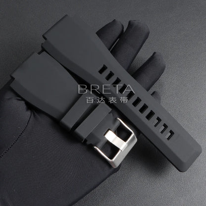 22mm 24mm Silicone Watch Strap for Bell Ross BR01 BR03 Convex Rubber Watch Band Replacement Straps Diving Bracelet for Outdoor Sports