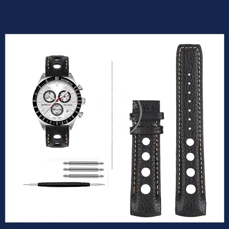 Ремешок для часов Tissot T-Sport PRS 516 T044.430.A / T044.417.A, 20 мм, из воловьей кожи с изогнутым креплением и застежкой-бабочкой