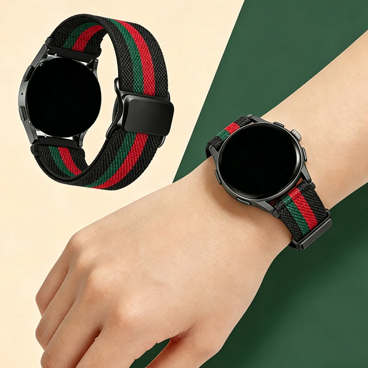 Cinturino elastico intrecciato per Samsung Galaxy Watch 7 6 5 4 40mm 44mm/5 Pro 45mm, per Galaxy Watch 6 4 Classic/Active 2