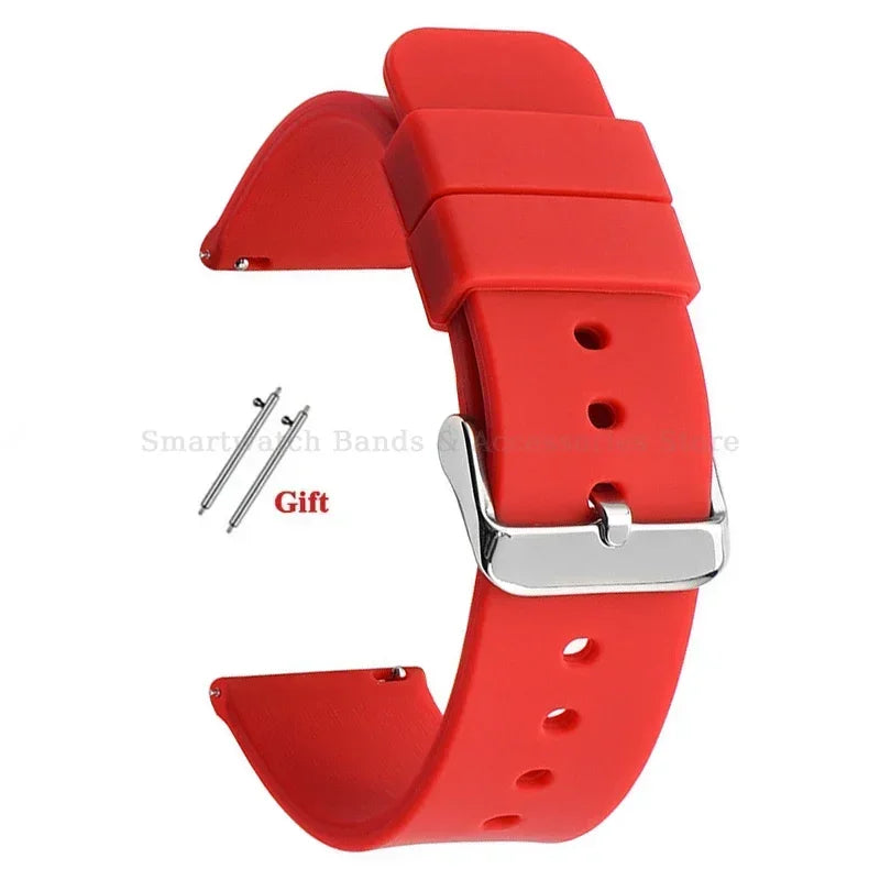 10mm 12mm 14mm 15mm 16mm 18mm 20mm 21mm 22mm 24mm Silicone Watch Band Quick Release Watch Strap for Men Women Universal Wristband