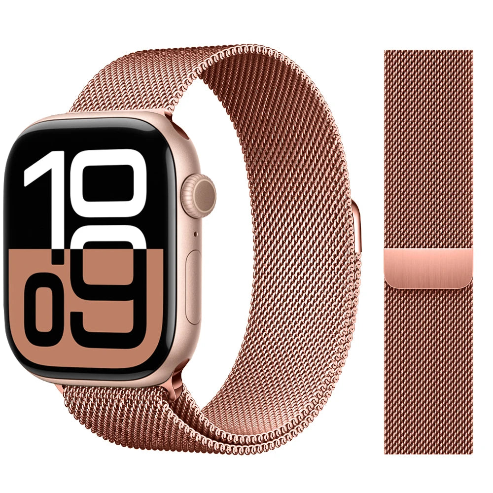 Apple Watch 米兰尼斯表带，46mm 44mm 45mm 40mm 42mm 41mm，适配 iWatch 系列 11 10 9 8 SE 7 6 Ultra 3 2