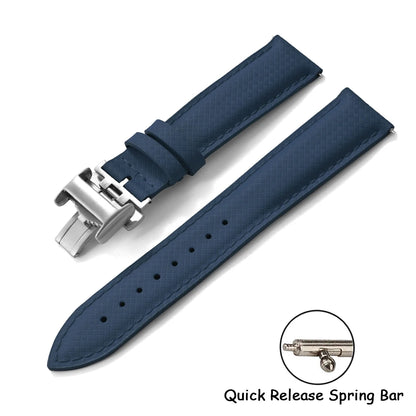 Cinturino per orologio in gomma FKM 18 19 20 22 mm, cinturino pieghevole in tela, a sgancio rapido, cinturino a farfalla in pelle per uomo Omega Moonswatch IWC