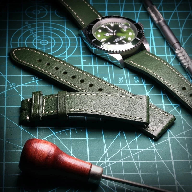 HEMSUT Italia, cinturino per orologio da uomo in vera pelle bovina, vintage, avvolgente, morbido, fatto a mano, in pelle, a sgancio rapido, 22mm, 18mm, 20mm