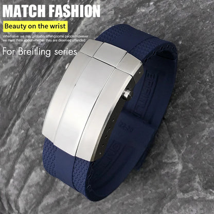 Bracelet de montre en caoutchouc et Silicone, 20mm 21mm 22mm 23mm 24mm, pour Breitling Superocean Avenger professionnel, bleu blanc vert
