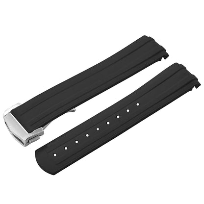 OZE Premium Rubber Fast Watch Strap - Curved End - Deployment Clasp