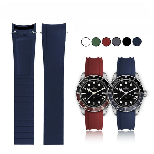 Cinturino in gomma per Tudor Black Bay 58 BB58, 20mm, FKM CTS, design con anse curve e fibbia deployante, cinturino per orologio