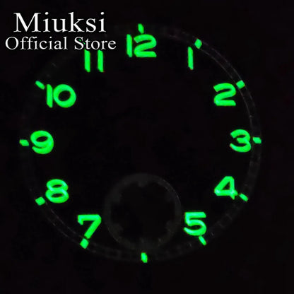 Miuksi 37mm Black White Blue Luminous Watch Dial Fit ETA 6498 ST3620 Series Movement
