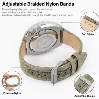 Bracelet de montre en toile pour montre militaire pilote 6105, 18mm 20mm 22mm, dégagement rapide, remplacement universel, rétro, accessoires de montre