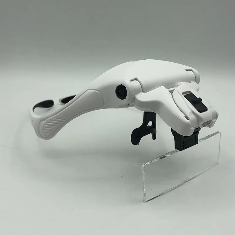 Magnifying Glass with LED Light for Jewelers, Instrument for Repairing Glasses or Optical Lenses, or Watches and Jewelry, Wearable on the Head