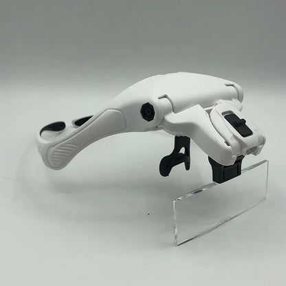 Magnifying Glass with LED Light for Jewelers, Instrument for Repairing Glasses or Optical Lenses, or Watches and Jewelry, Wearable on the Head