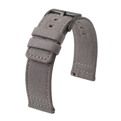 Quick-release nylon canvas watch strap, 18mm 19mm 20mm 22mm, brushed buckle, smartwatch accessories