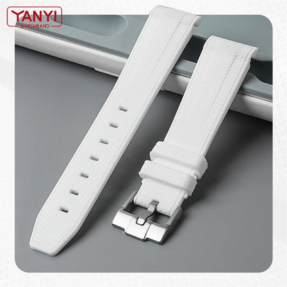 White rubber watch strap for Omega X Swatch, MoonSwatch, Constellation, waterproof, sport, watch band, curved end band, 20mm