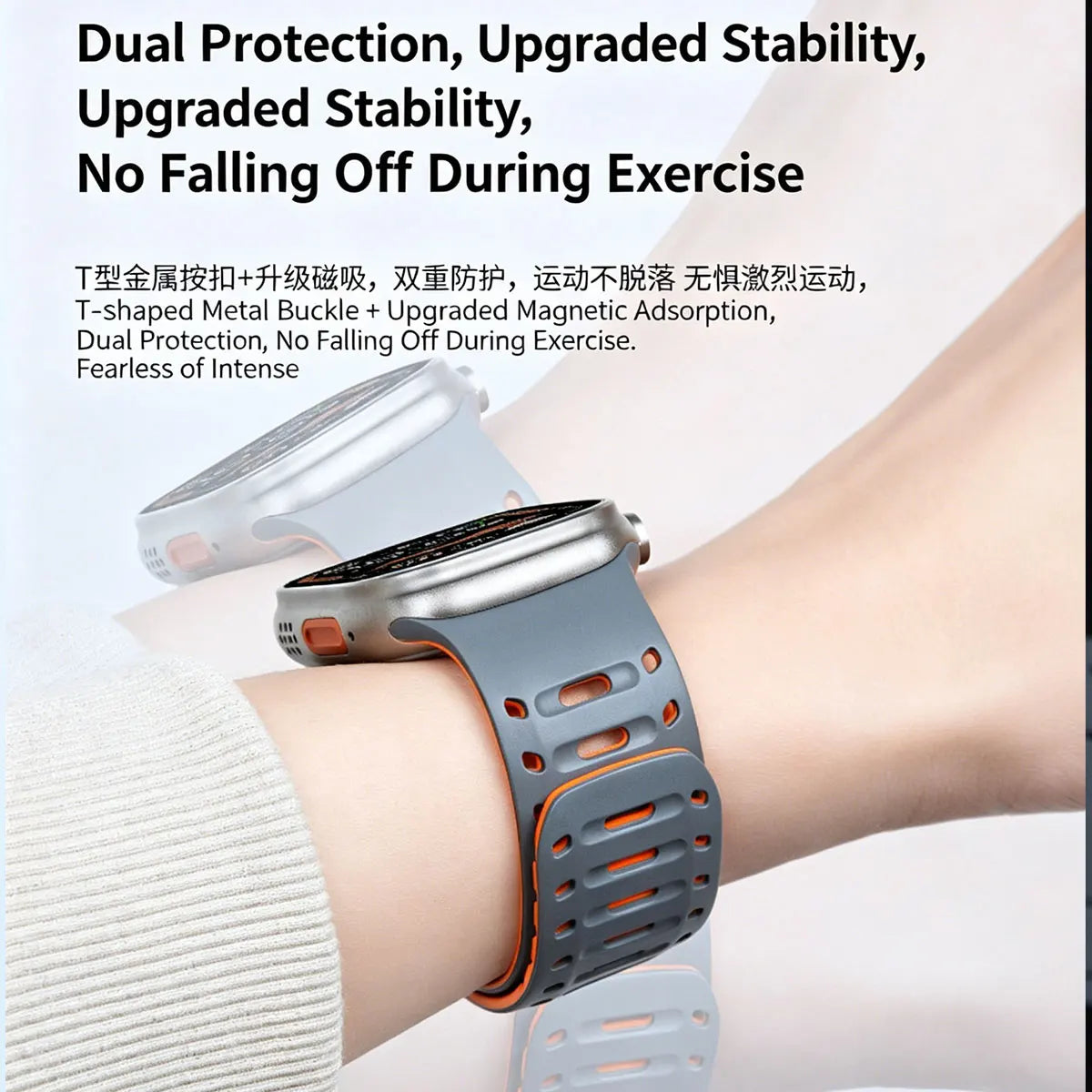 Silicone Band with Magnetic Metal Clasp for Apple Watch Ultra 3 Ultra 2 S11/10/8/7 49mm 45 44 42 41mm