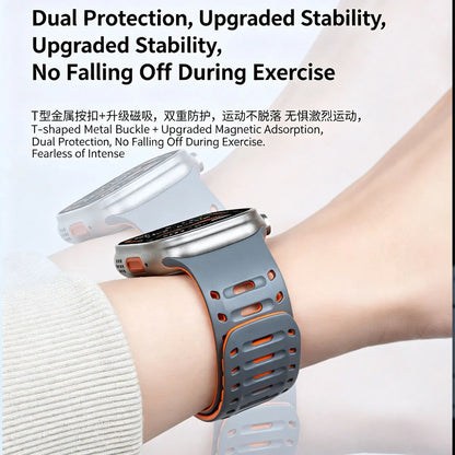 Silicone Band with Magnetic Metal Clasp for Apple Watch Ultra 3 Ultra 2 S11/10/8/7 49mm 45 44 42 41mm