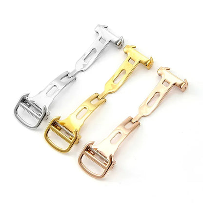 Boucle de montre de remplacement en acier inoxydable, 12/14/16/18/20mm, fermoir pliant pour montre ballon bleu Cartier, couleur or argent