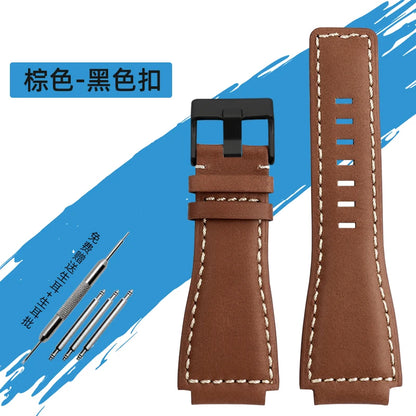 34*24mm Convex Pour Bell & Ross B & R BR-01 BR-03 High Quality Genuine Leather Strap Men's Watch Bands for BR01 BR03 Strap