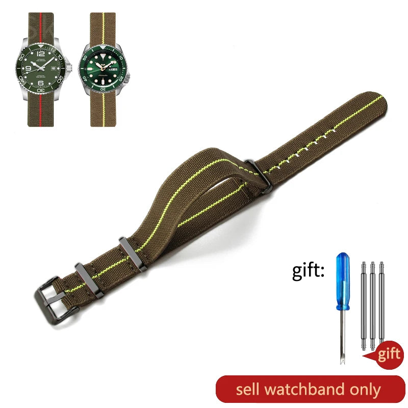 Retro Parachute Nylon Watch Strap for Rolex Tudor Biwan Omega Heuer IWC Men High-Density Knit 18 20 22mm Replacement Accessories