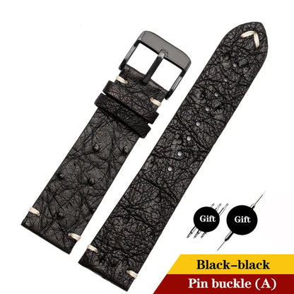 Cinturino per orologio in pelle di struzzo per Tissot Citizen Seiko nero verde acqua fantasma Braccialetto universale morbido Cinturino per orologio 18mm 20mm 22mm