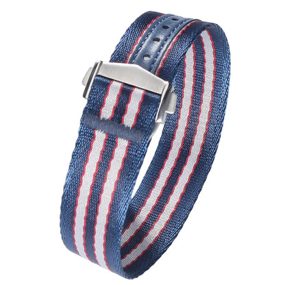 Cinturino per orologio classico in morbido nylon con fibbia deployante 20mm 22mm, in tessuto di cintura di sicurezza premium con chiusura pieghevole per Omega