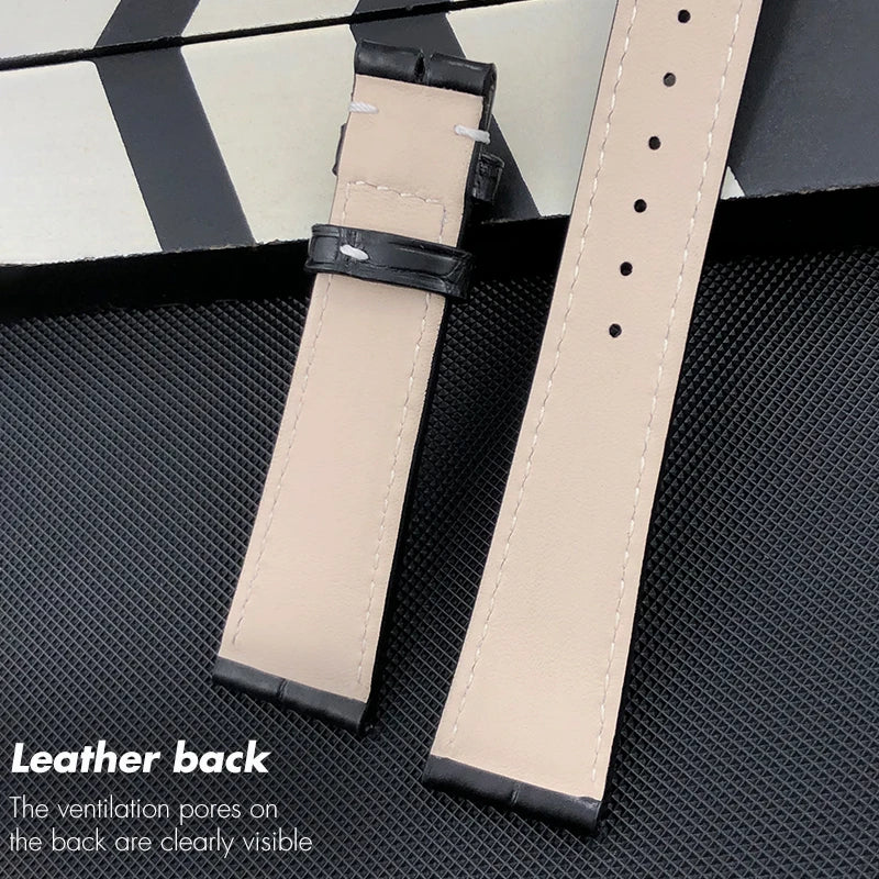 Premium Alligator Leather Strap for OMEGA De Ville, Handmade, Straight End Buckle, Hand-Stitched, Universal Version