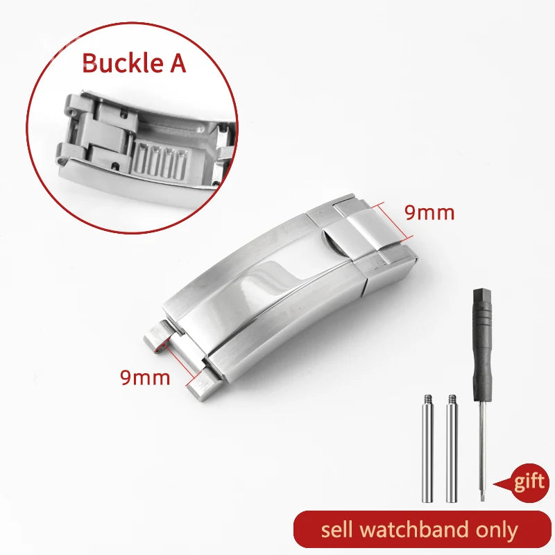 Original folding clasp in 904L stainless steel, for Rolex watch, frosted brushed silver, new Version Submariner 9x9 9x16mm
