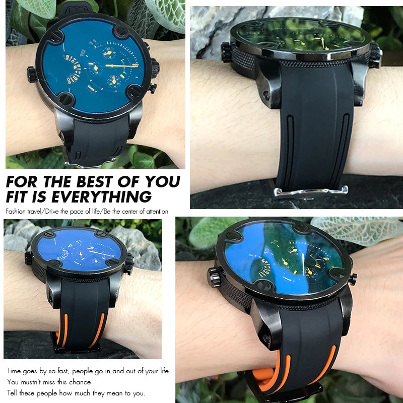 Cinturino per orologio in gomma e silicone con estremità curva da 24 mm, per DIESEL oversize da 57 mm, modelli DZ7395, DZ7396, DZ7435, DZ7313, cinturino morbido colorato
