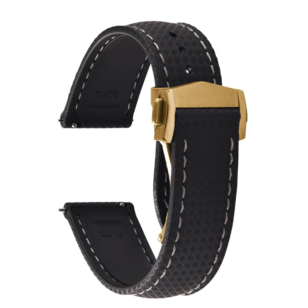 FKM Waterproof Rubber Watch Band Quick Release Deployment Clasp Straps 20mm 22mm Universal Watch Bracelet