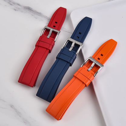 Nouveau Design bracelets de montre en caoutchouc FKM avion à extrémité droite 18mm 20mm 22mm 24mm bracelets de montre unisexe souples de plongée étanche à dégagement rapide