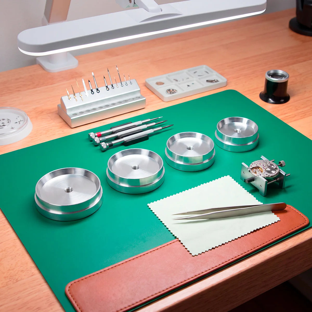 Kit de 4 matrices en aluminium extra larges pour boîtier de montre et presse à verre 35mm - 50mm – Outils de réparation de montres pour horloger