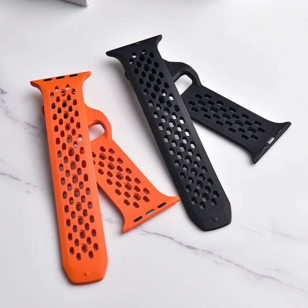 Cinturino in gomma FKM traspirante per Apple Watch, cinturino con fibbia per iWatch 9, 8, 7, 6, 5, 4, Se, Ultra 2/1, 49mm, 10mm, 46mm, 45mm, 44mm