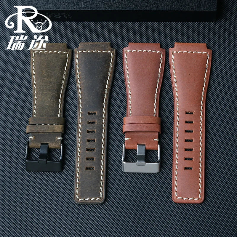 Cowhide Leather Watch Strap for Bell & Ross Series, Silicone Strap, POLICE Watch Strap, PL14796, PL15472, B & R suréWer, Male, BR01, BR03