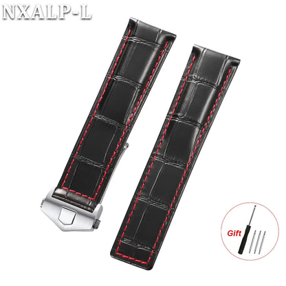 20mm 22mm 24mm Genuine Cowhide Leather Watch Strap for Tag Heuer Carrera Monaco F1, Men's Watch Strap, Folding Buckle