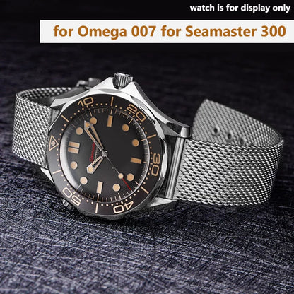 Bracelet en maille de luxe en acier inoxydable pour Omega Seam84, bracelet HouseWatch, accessoires de montre d'affaires, 300, 20mm, 22mm