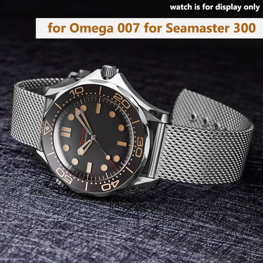 Bracelet en maille de luxe en acier inoxydable pour Omega Seam84, bracelet HouseWatch, accessoires de montre d'affaires, 300, 20mm, 22mm