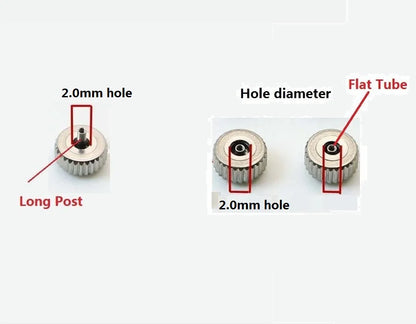Waterproof silver-colored steel watch crown, head diameter 3.5mm to 7.0mm with 2.0mm hole W2317, 11 pieces/lot