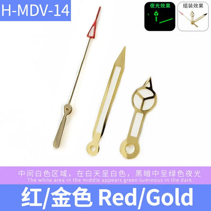 MDV-106 Luminous Watch Hands for Casio Marlin/Duro Miyota 2115 MDV 106, Black/Silver/Gold Watch Hands, Hour, Minute, Second