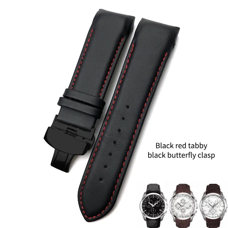 Cinturino per orologio in vera pelle 22mm 23mm 24mm adatto per Tissot T 035617 T035 cinturino in pelle di vacchetta nera fibbia deployante uomo