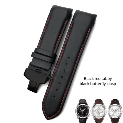 Cinturino per orologio in vera pelle 22mm 23mm 24mm adatto per Tissot T 035617 T035 cinturino in pelle di vacchetta nera fibbia deployante uomo