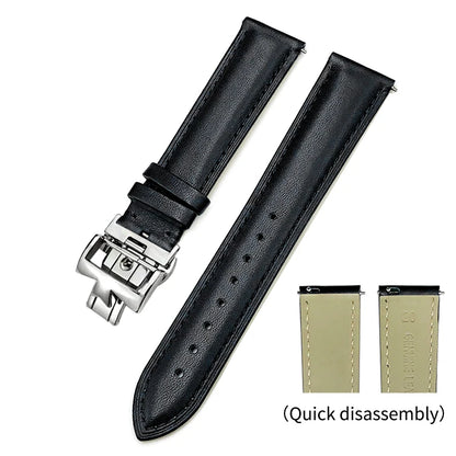 Bracelet de montre en cuir véritable à dégagement rapide 19mm 20mm 21mm 22mm pour Vacheron Constantin Patrimony VC, bracelet noir avec boucle pliable