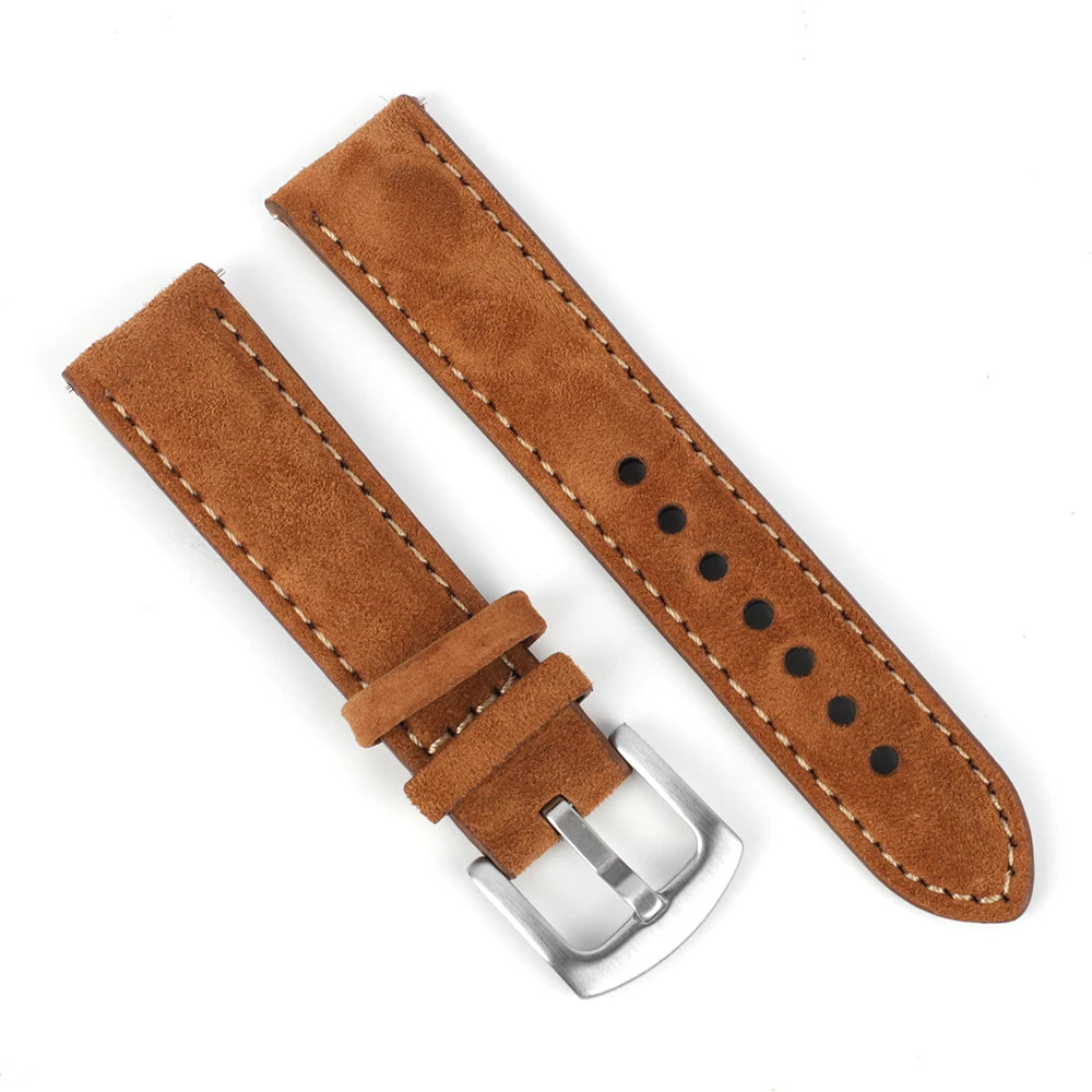 Cinturino per orologio in pelle scamosciata vintage, 18 mm, 19 mm, 20 mm, 22 mm, fatto a mano, grigio, marrone, cinturini di ricambio, accessori per orologi da uomo