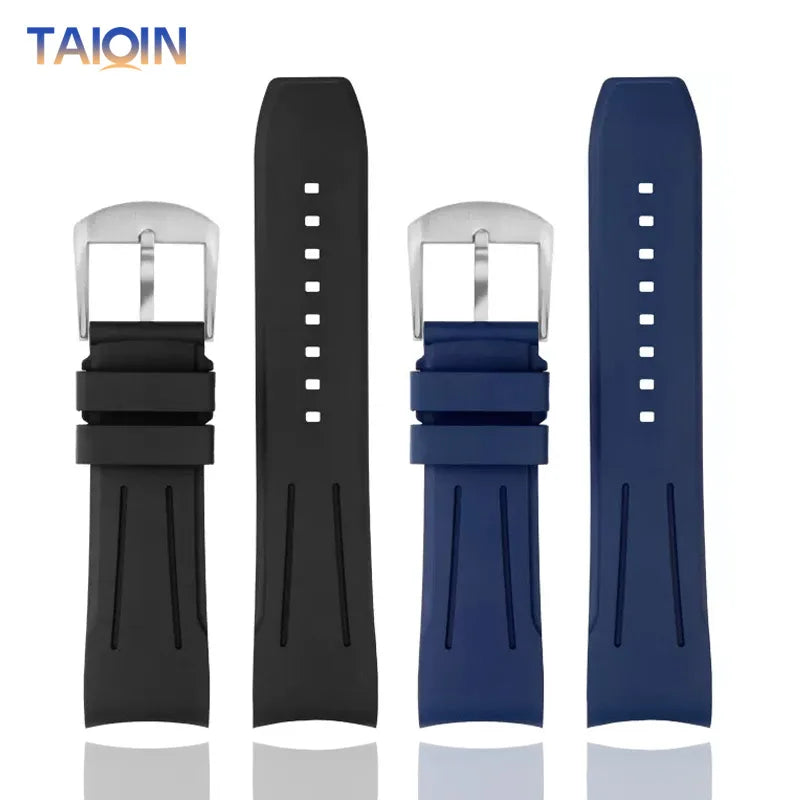 Bracelet de montre en caoutchouc FKM incurvé de haute qualité, 20 22mm, pour seiko rolex tudor Tissot, bracelet de montre pour hommes, fermoir papillon