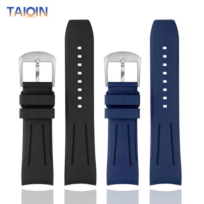 Bracelet de montre en caoutchouc FKM incurvé de haute qualité, 20 22mm, pour seiko rolex tudor Tissot, bracelet de montre pour hommes, fermoir papillon