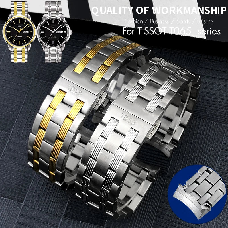 Cinturino per orologio in acciaio inossidabile per Tissot T065 1853, serie T065430A, cinturini da 19mm, argento, rosa, dorato, cinturino per orologio in metallo massiccio