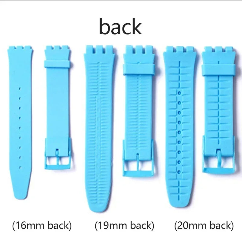 Bracelet en caoutchouc étanche pour Swatch, boucle ardillon en métal, Bracelet de montre en Silicone 16/17/19/20mm, ceinture de remplacement pour hommes et femmes