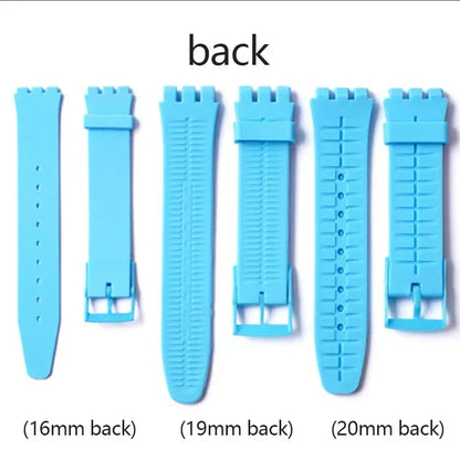 Bracelet en caoutchouc étanche pour Swatch, boucle ardillon en métal, Bracelet de montre en Silicone 16/17/19/20mm, ceinture de remplacement pour hommes et femmes