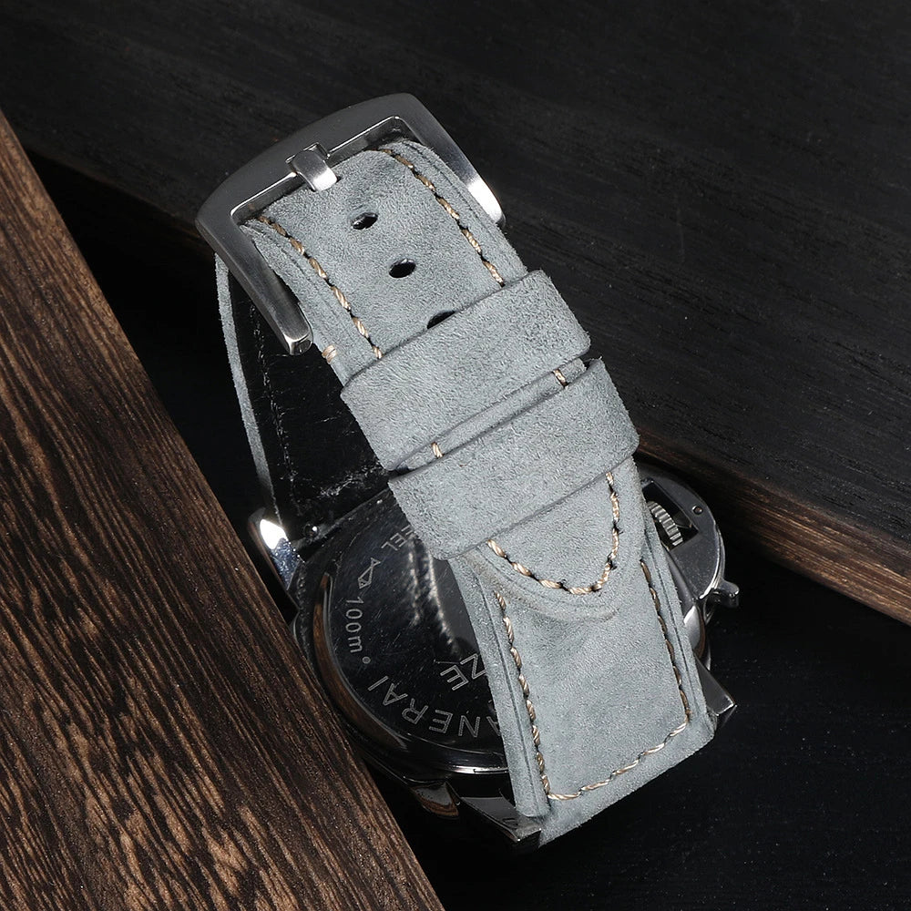 Cinturino per orologio in vera pelle scamosciata 22mm 24mm cinturino in pelle stile vintage cinturino morbido a sgancio rapido per Panerai da uomo